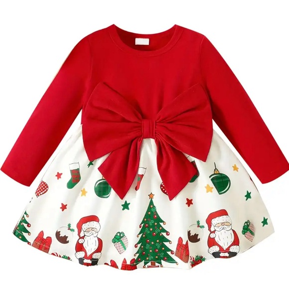 “CHRISTMAS PRINT BABY DRESS” - Picture 1 of 7